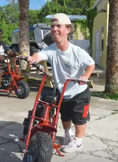 a boy with mini bike